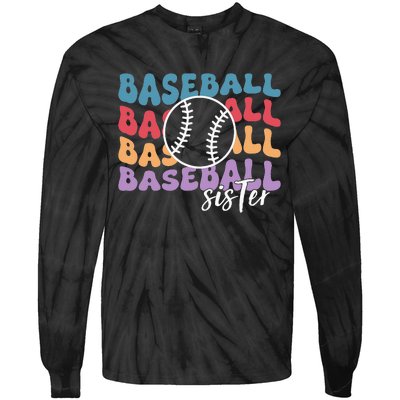 Baseball Sister Retro Big Sister funny Baseball player Tie-Dye Long Sleeve Shirt