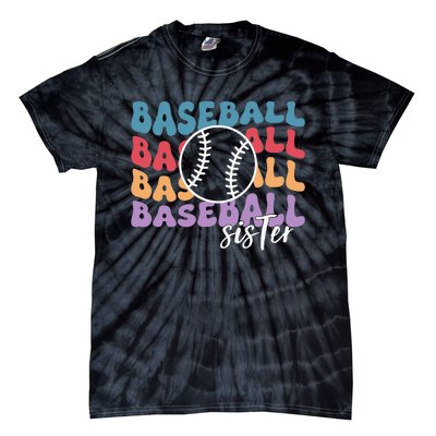 Baseball Sister Retro Big Sister funny Baseball player Tie-Dye T-Shirt