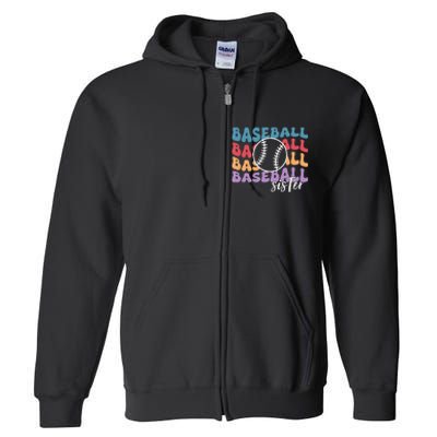 Baseball Sister Retro Big Sister funny Baseball player Full Zip Hoodie