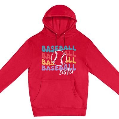 Baseball Sister Retro Big Sister funny Baseball player Premium Pullover Hoodie