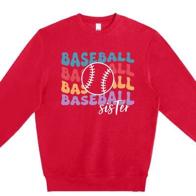 Baseball Sister Retro Big Sister funny Baseball player Premium Crewneck Sweatshirt