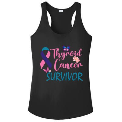 Butterflies Support Ribbon Thyroid Cancer Survivor Gift Ladies PosiCharge Competitor Racerback Tank