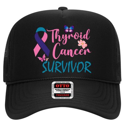 Butterflies Support Ribbon Thyroid Cancer Survivor Gift Trucker Hat