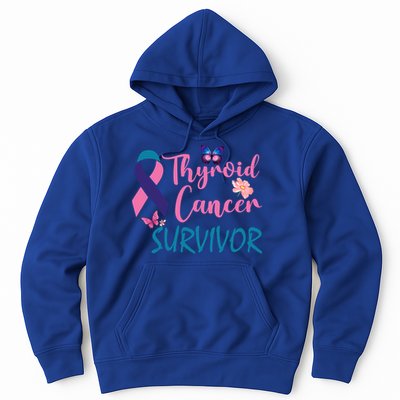 Butterflies Support Ribbon Thyroid Cancer Survivor Gift Hoodie