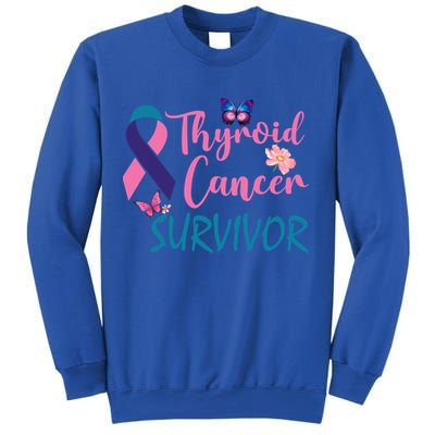 Butterflies Support Ribbon Thyroid Cancer Survivor Gift Sweatshirt