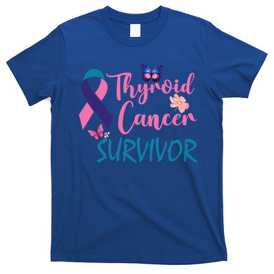 Butterflies Support Ribbon Thyroid Cancer Survivor Gift T-Shirt