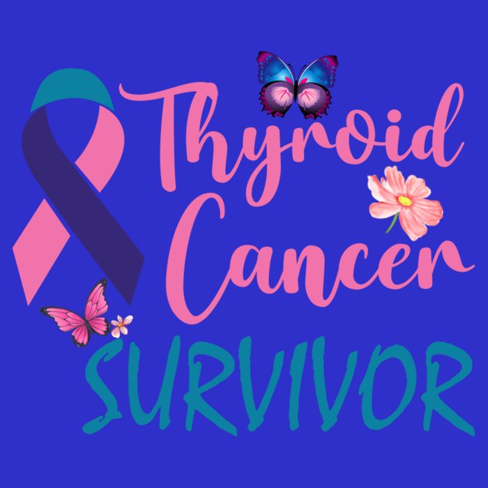 Butterflies Support Ribbon Thyroid Cancer Survivor Gift Button