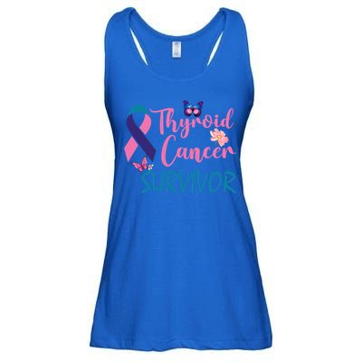 Butterflies Support Ribbon Thyroid Cancer Survivor Gift Ladies Essential Flowy Tank