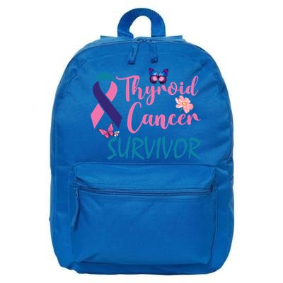 Butterflies Support Ribbon Thyroid Cancer Survivor Gift 16 in Basic Backpack