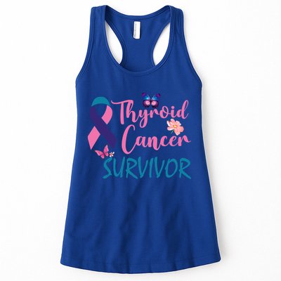 Butterflies Support Ribbon Thyroid Cancer Survivor Gift Womens Tank Top