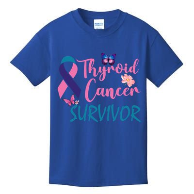 Butterflies Support Ribbon Thyroid Cancer Survivor Gift Kids T-Shirt