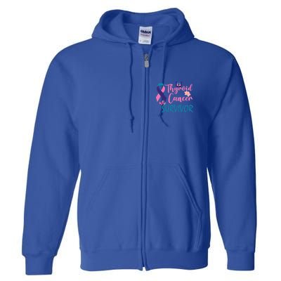 Butterflies Support Ribbon Thyroid Cancer Survivor Gift Full Zip Hoodie