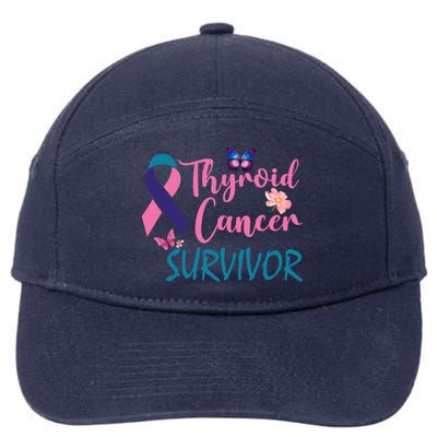 Butterflies Support Ribbon Thyroid Cancer Survivor Gift 7-Panel Snapback Hat