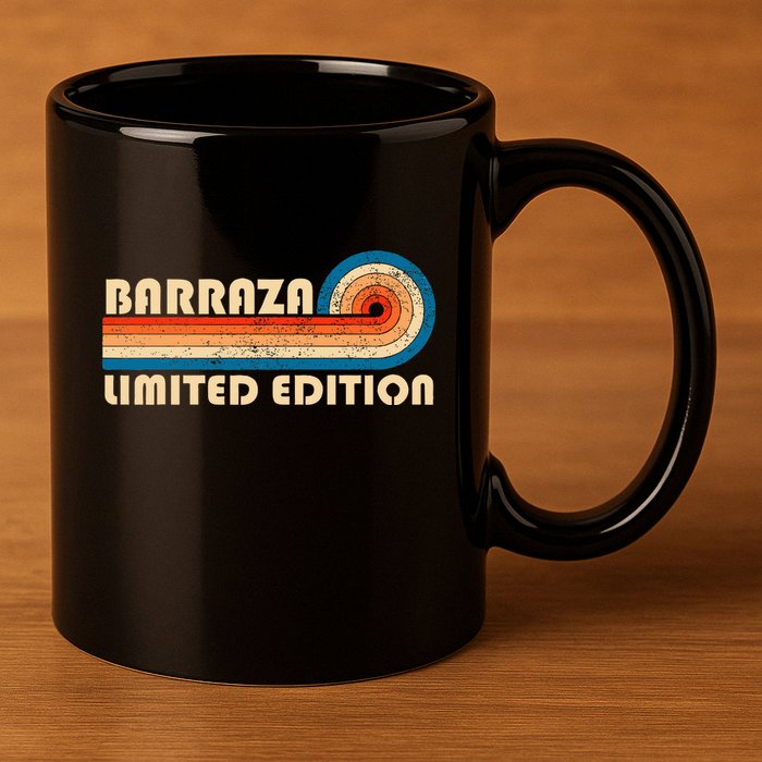 Barraza Surname Retro 80s 90s Birthday 11oz C Handle Ceramic Mug