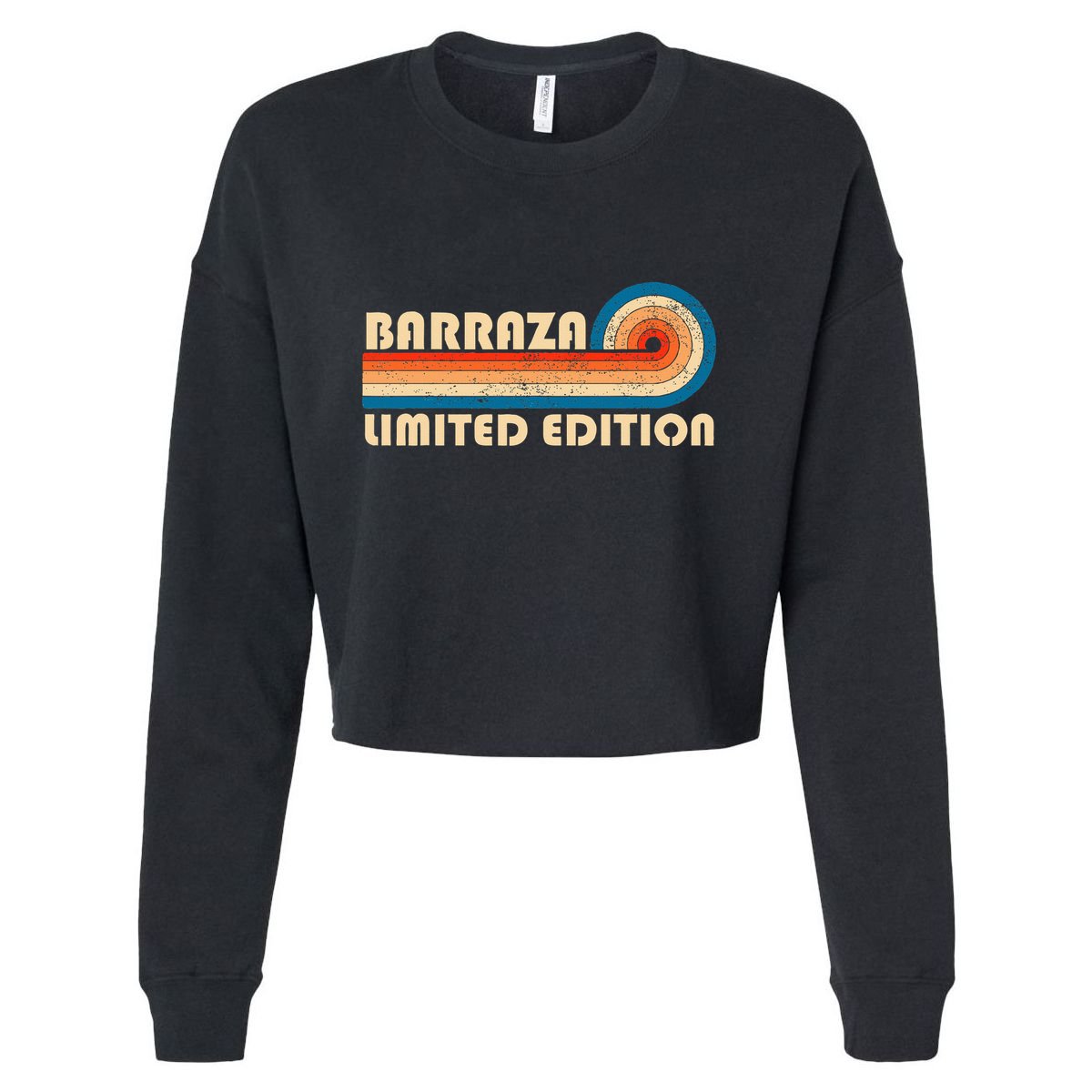 Barraza Surname Retro 80s 90s Birthday Cropped Pullover Crew