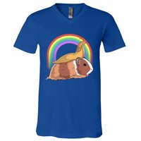 Banana Slug Riding Guinea Pig Rainbow Cute Magical Animal Gift V-Neck T-Shirt