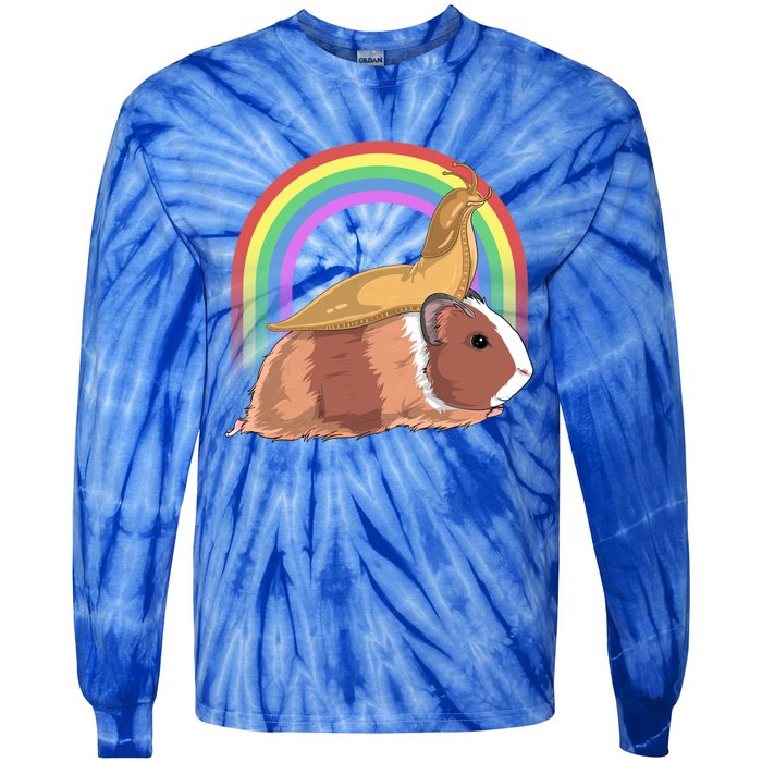 Banana Slug Riding Guinea Pig Rainbow Cute Magical Animal Gift Tie-Dye Long Sleeve Shirt