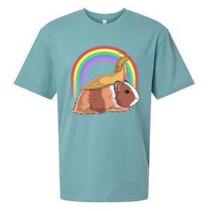 Banana Slug Riding Guinea Pig Rainbow Cute Magical Animal Gift Sueded Cloud Jersey T-Shirt