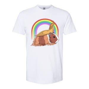 Banana Slug Riding Guinea Pig Rainbow Cute Magical Animal Gift Softstyle CVC T-Shirt