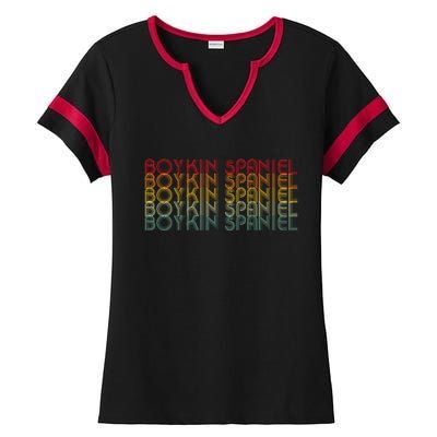 Boykin Spaniel Retro Design Ladies Halftime Notch Neck Tee