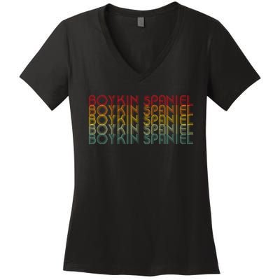 Boykin Spaniel Retro Design Women's V-Neck T-Shirt