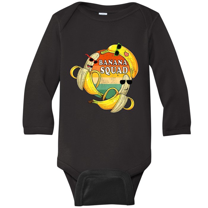 Banana Squad Summer Party Funny Banana Lover Fruit Baby Long Sleeve Bodysuit