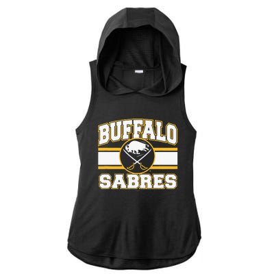 Buffalo Sabres Stripe Royal Blue Ladies PosiCharge Tri-Blend Wicking Draft Hoodie Tank