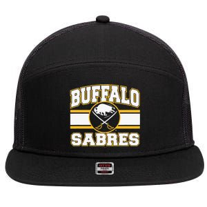 Buffalo Sabres Stripe Royal Blue 7 Panel Mesh Trucker Snapback Hat