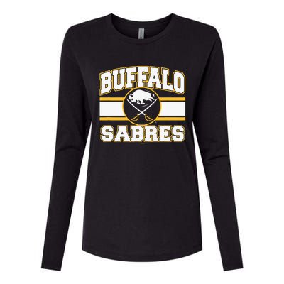 Buffalo Sabres Stripe Royal Blue Womens Cotton Relaxed Long Sleeve T-Shirt