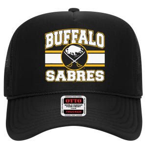 Buffalo Sabres Stripe Royal Blue High Crown Mesh Back Trucker Hat