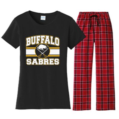 Buffalo Sabres Stripe Royal Blue Women's Flannel Pajama Set