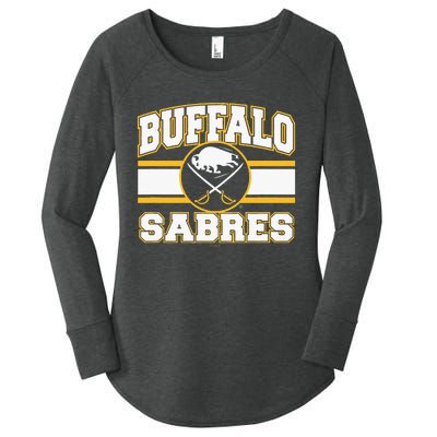 Buffalo Sabres Stripe Royal Blue Women's Perfect Tri Tunic Long Sleeve Shirt