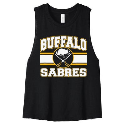 Buffalo Sabres Stripe Royal Blue Women's Racerback Cropped Tank