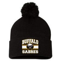 Buffalo Sabres Stripe Royal Blue Pom Pom 12in Knit Beanie