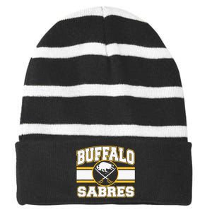 Buffalo Sabres Stripe Royal Blue Striped Beanie with Solid Band