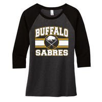 Buffalo Sabres Stripe Royal Blue Women's Tri-Blend 3/4-Sleeve Raglan Shirt