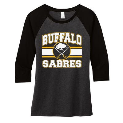 Buffalo Sabres Stripe Royal Blue Women's Tri-Blend 3/4-Sleeve Raglan Shirt