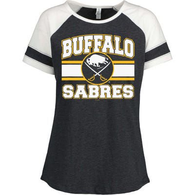 Buffalo Sabres Stripe Royal Blue Enza Ladies Jersey Colorblock Tee