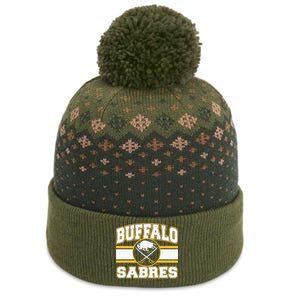 Buffalo Sabres Stripe Royal Blue The Baniff Cuffed Pom Beanie