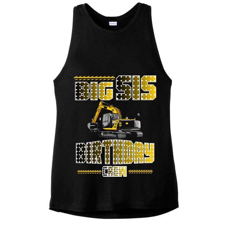 Big Sis Sister Birthday Crew Party Excavator Ladies PosiCharge Tri-Blend Wicking Tank