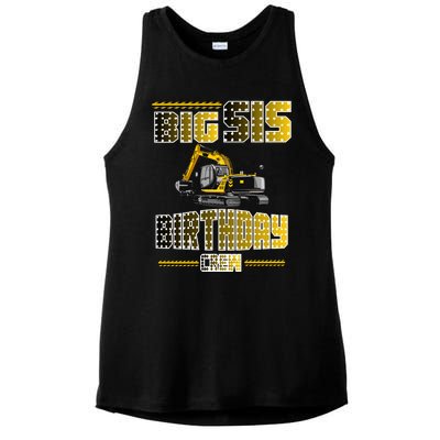 Big Sis Sister Birthday Crew Party Excavator Ladies PosiCharge Tri-Blend Wicking Tank