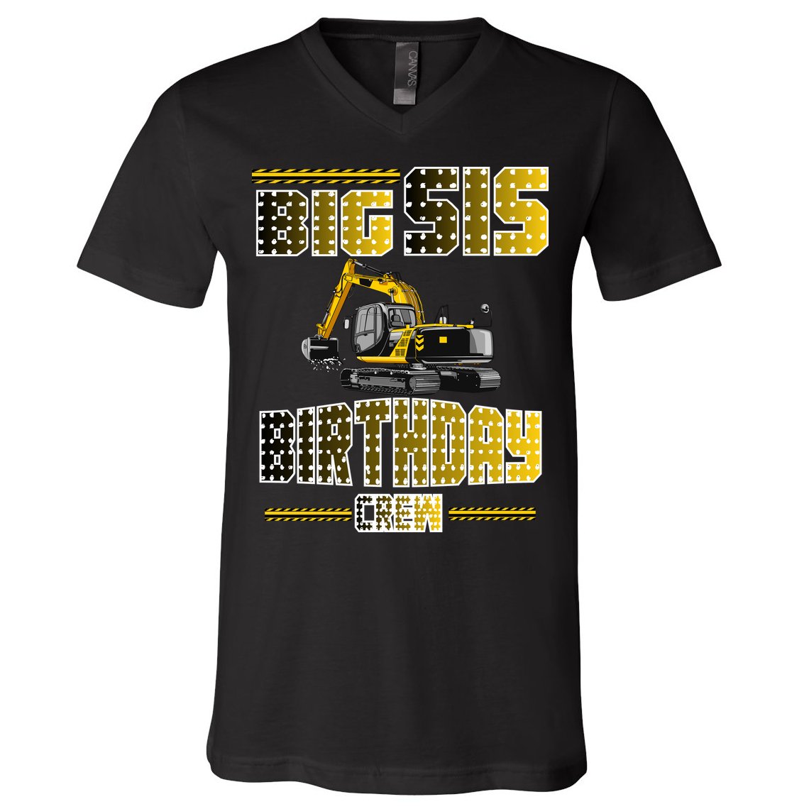 Big Sis Sister Birthday Crew Party Excavator V-Neck T-Shirt