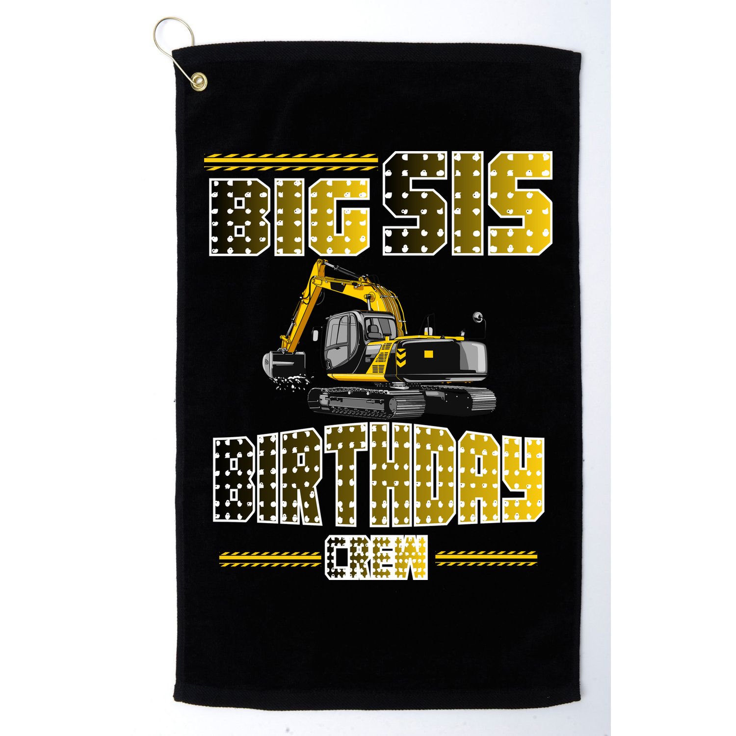 Big Sis Sister Birthday Crew Party Excavator Golf Towel