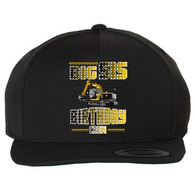 Big Sis Sister Birthday Crew Party Excavator Wool Snapback Cap