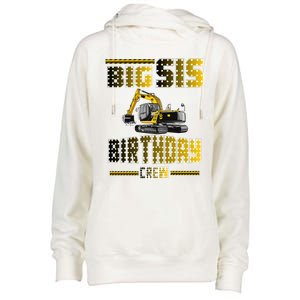 Big Sis Sister Birthday Crew Party Excavator Womens Funnel Neck Pullover Hood