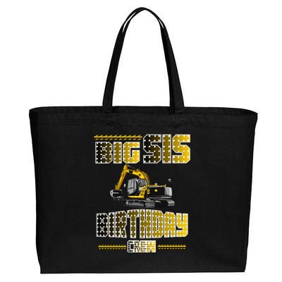 Big Sis Sister Birthday Crew Party Excavator Cotton Canvas Jumbo Tote