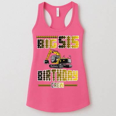 Big Sis Sister Birthday Crew Party Excavator Womens Tank Top