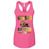 Big Sis Sister Birthday Crew Party Excavator Women's Racerback Tank