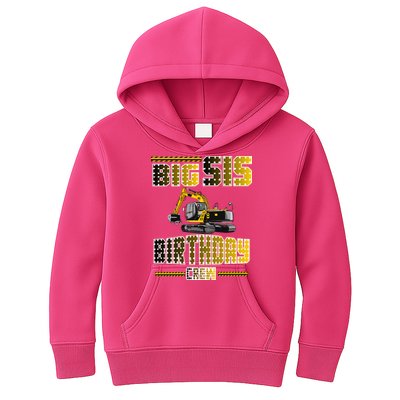 Big Sis Sister Birthday Crew Party Excavator Kids Hoodie