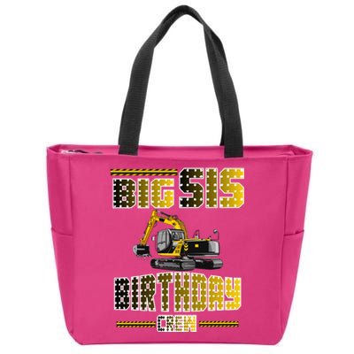 Big Sis Sister Birthday Crew Party Excavator Zip Tote Bag